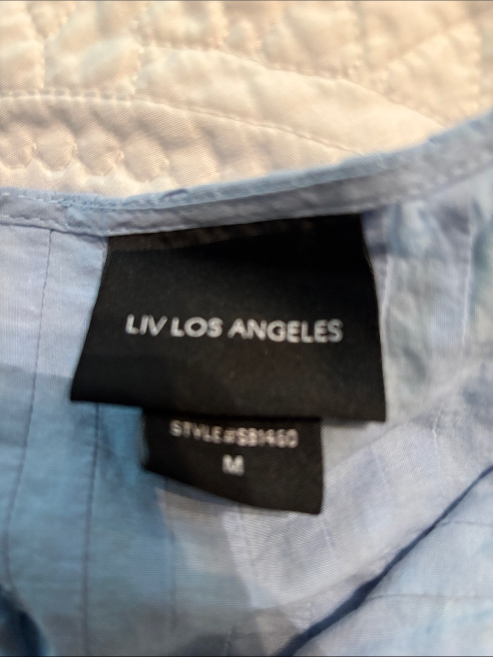 Light Blue Eyelet Peasant Blouse - Women's Top - Picture 3 of 4